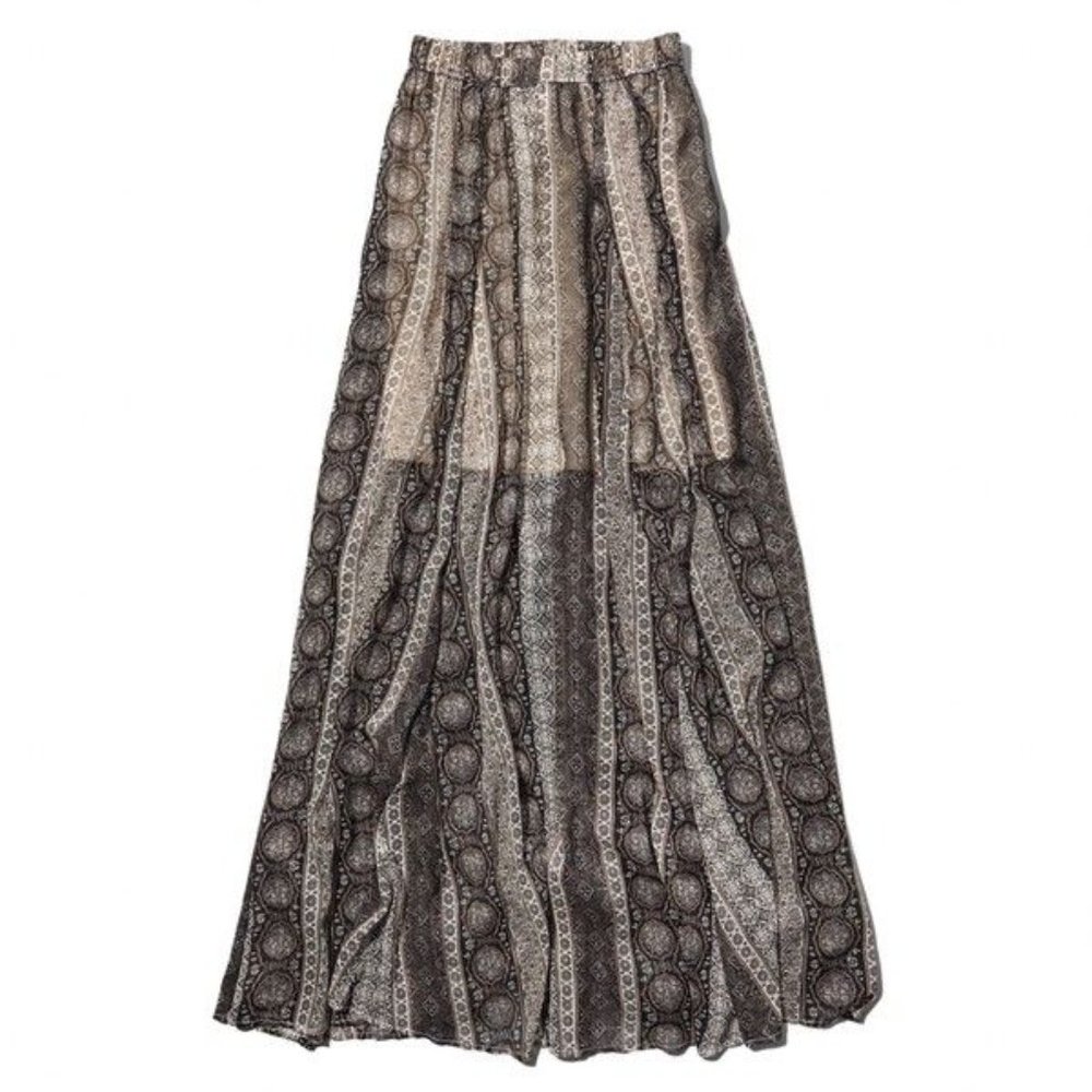 ABERCROMBIE AND FITCH Boho Sheer Chiffon Printed High Waisted Maxi Skirt - Picture 4 of 11